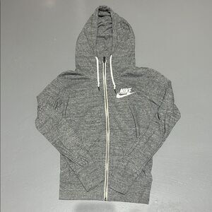 Nike Gray Full-Zip Hoodie with White Logo